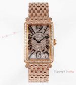 Swiss Replica Franck Muller Long Island Iced Out Watch Rose Gold 26mm